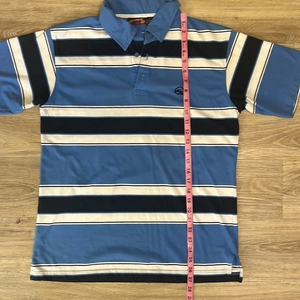 Heat Wave Blue Striped Polo Shirt with Logo. Size Medium